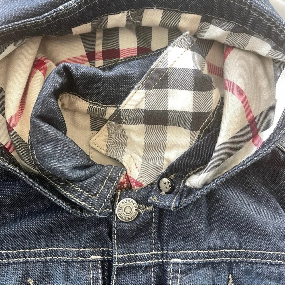 Burberry Vest jacket denim jean 9/12 months blue removable hood - Picture 3 of 6